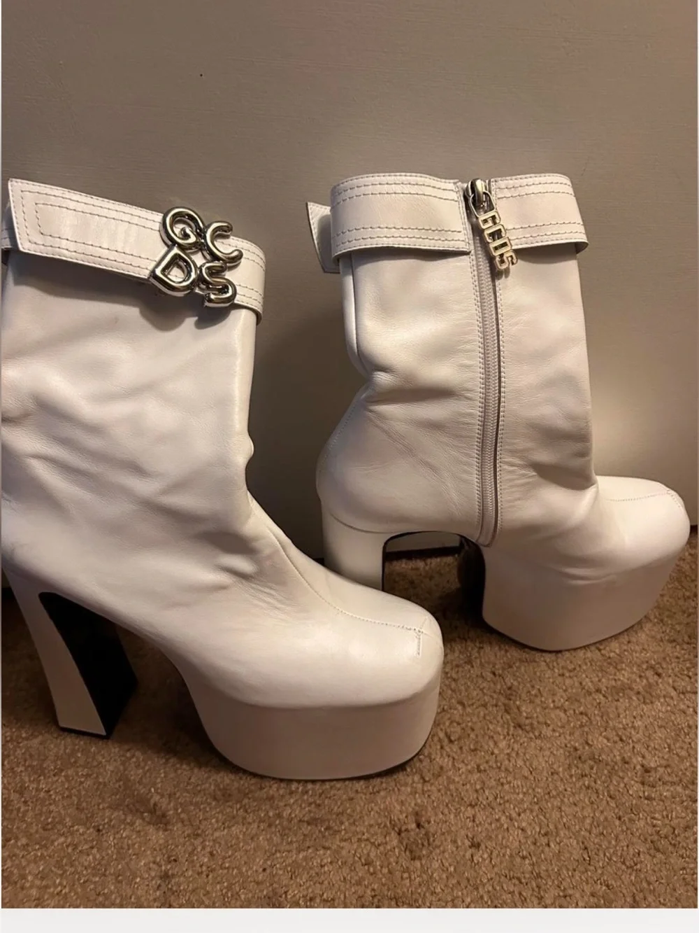 Runaway GCDS Platform Ankle Boots – Women's High Block Heel